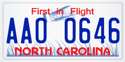 NC license plate AAO0646