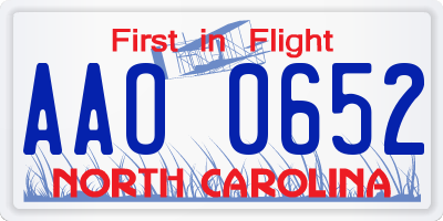NC license plate AAO0652