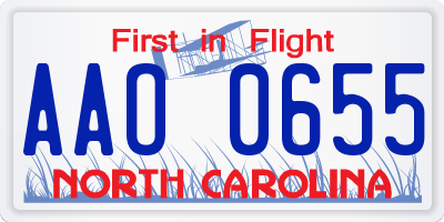 NC license plate AAO0655