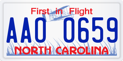 NC license plate AAO0659