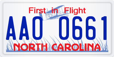 NC license plate AAO0661