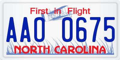 NC license plate AAO0675
