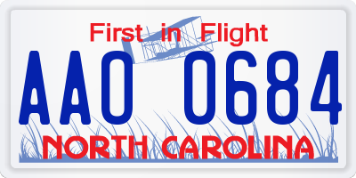 NC license plate AAO0684