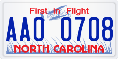NC license plate AAO0708