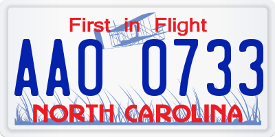 NC license plate AAO0733