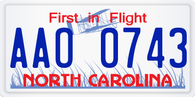 NC license plate AAO0743