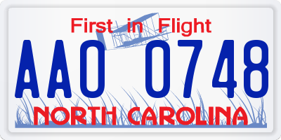 NC license plate AAO0748