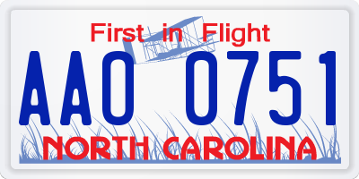 NC license plate AAO0751