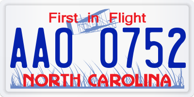 NC license plate AAO0752