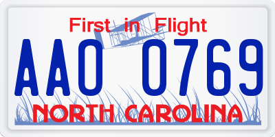 NC license plate AAO0769