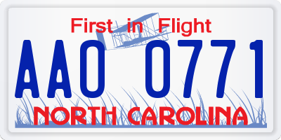 NC license plate AAO0771