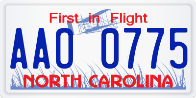 NC license plate AAO0775