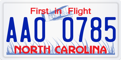 NC license plate AAO0785