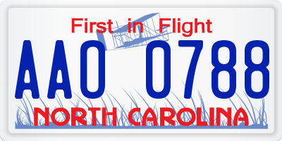 NC license plate AAO0788