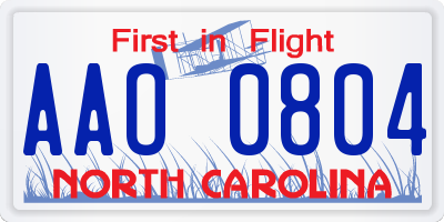 NC license plate AAO0804