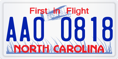NC license plate AAO0818