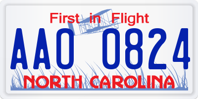 NC license plate AAO0824