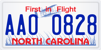 NC license plate AAO0828