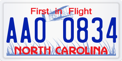 NC license plate AAO0834