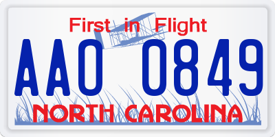 NC license plate AAO0849