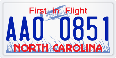 NC license plate AAO0851