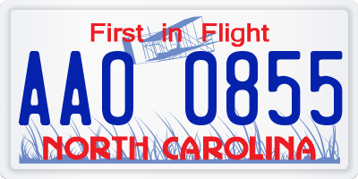 NC license plate AAO0855