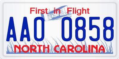 NC license plate AAO0858