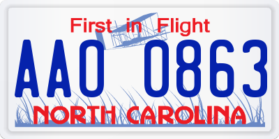 NC license plate AAO0863
