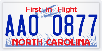 NC license plate AAO0877