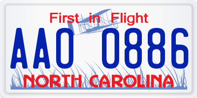 NC license plate AAO0886