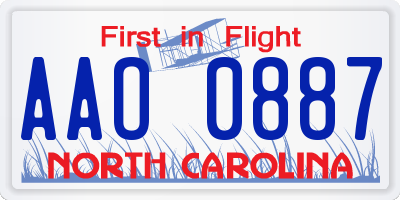 NC license plate AAO0887