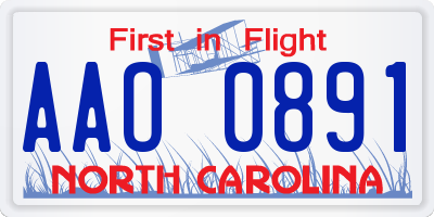 NC license plate AAO0891