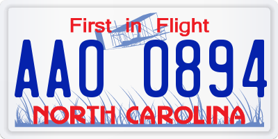 NC license plate AAO0894