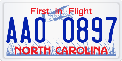 NC license plate AAO0897