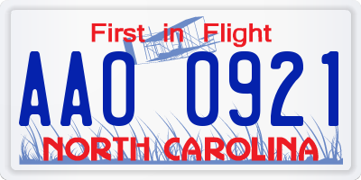 NC license plate AAO0921