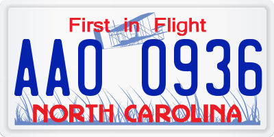 NC license plate AAO0936