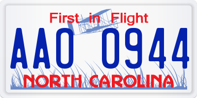 NC license plate AAO0944