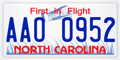 NC license plate AAO0952