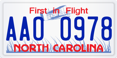 NC license plate AAO0978