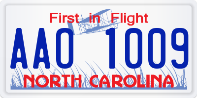 NC license plate AAO1009