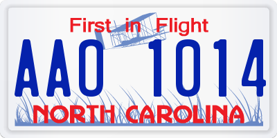 NC license plate AAO1014