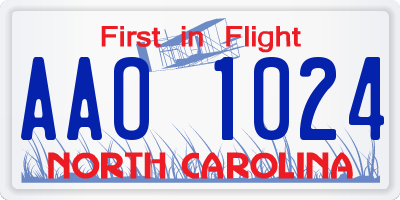 NC license plate AAO1024