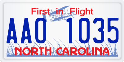 NC license plate AAO1035