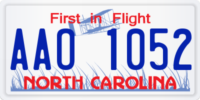 NC license plate AAO1052