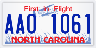 NC license plate AAO1061