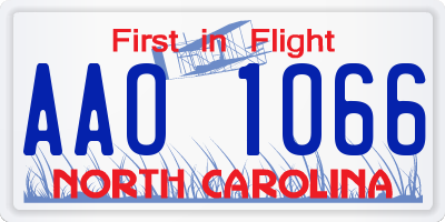 NC license plate AAO1066