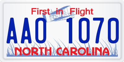 NC license plate AAO1070