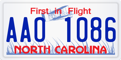 NC license plate AAO1086