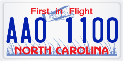 NC license plate AAO1100