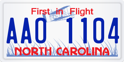 NC license plate AAO1104